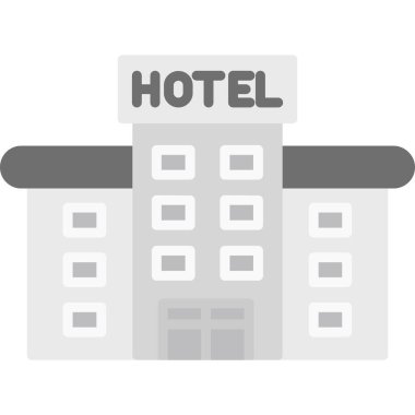 Otel binası düz vektör simgesi