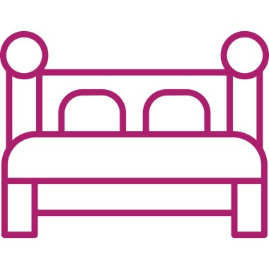 Uyku yatağı ikonu. Beyaz arkaplanda izole edilmiş web tasarımı için ana hatlı uyku vektörü simgesi