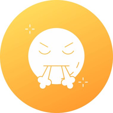 Sarı gözlü kızgın emoji.