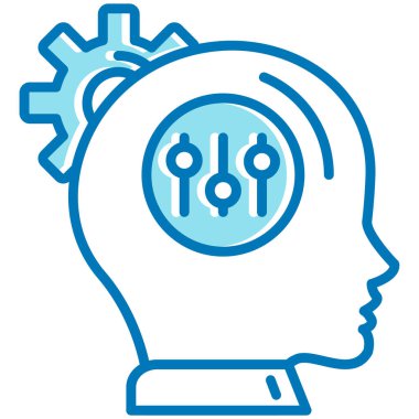 Dişli ikonlu beyin. vektör illüstrasyonu