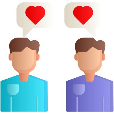 Aşk çifti ikonu. İki vektör simgesinin basit çizimi.