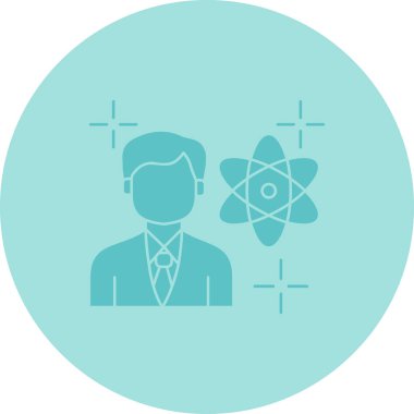 Atomla daire çizen bir adamın vektör çizimi