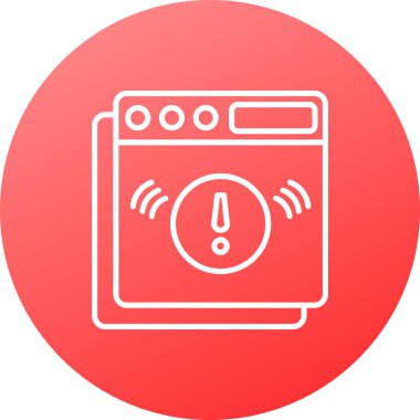 Beyaz arka planda beyaz fırın simgesi izole edildi. Gaz sobası tabelası. Kırmızı daire düğmesi. vektör illüstrasyonu