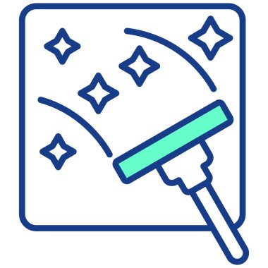 Bir süpürge simgesinin vektör illüstrasyonu