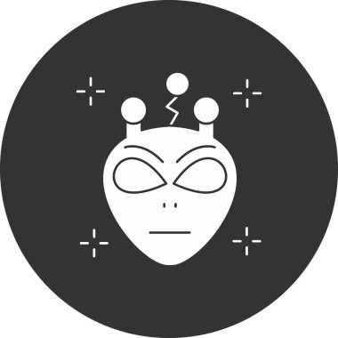 Uzaylı yüz vektör simgesi. biçim düz bicolor yuvarlak ve gri sembol, yuvarlak açılar, beyaz arkaplan.