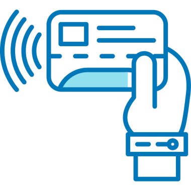 El ele tutuşan kredi kartı simgesi ana hat biçiminde