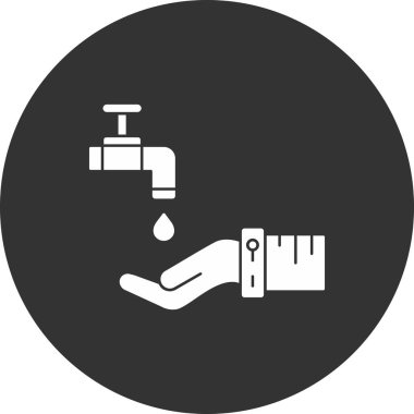 Su damlası ikonlu musluk. Web tasarımı için basit bir musluk musluğu ve damla vektör simgesi çizimi