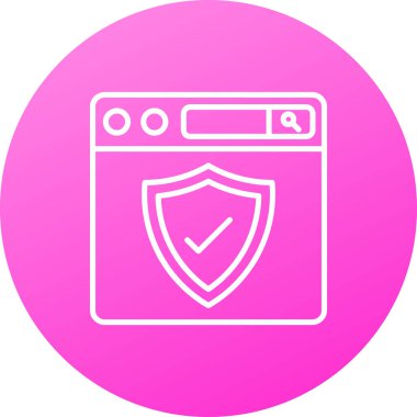 Beyaz arka planda kalp ikonu olan beyaz bir kalkan. Sigorta sembolü. Güvenlik, güvenlik, koruma, konsept koruma. mor daire düğmesi. vektör.