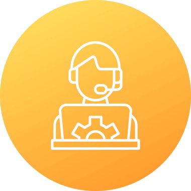 Dizüstü bilgisayar simgesi olan bir adamın vektör çizimi