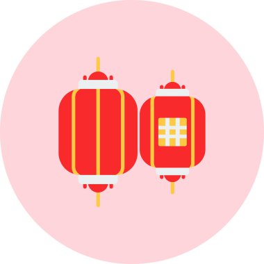 Çin Feneri yassı ikonu Çin tarzında.