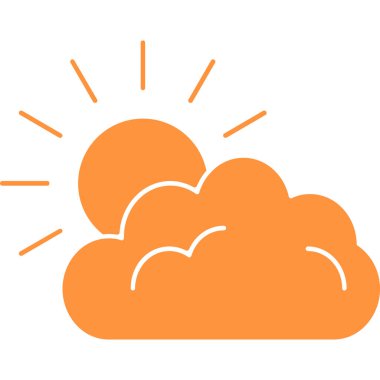 izole edilmiş bulutlu güneş, vektör tasarımı grafiği