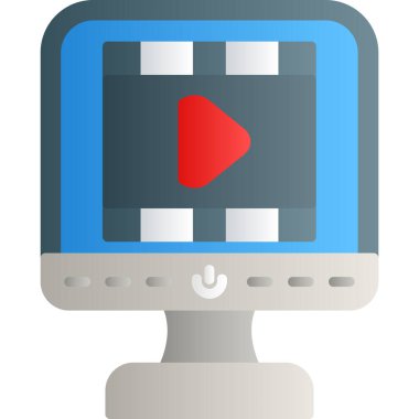 Video oynatıcı simgesi. Web için basit video oynatıcı vektör simgesi çizimi