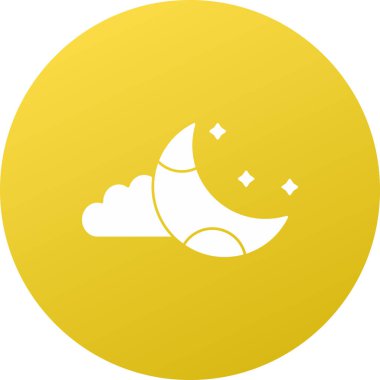 Bulut simgesi olan ay. vektör illüstrasyonu