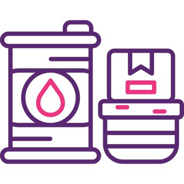 Petrol ve gaz üretim ikonu, çizgi vektör illüstrasyonu