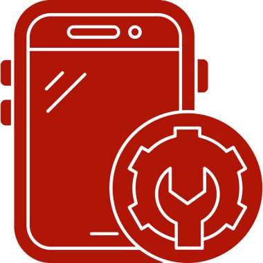 Dişli ikonlu cep telefonu. vektör illüstrasyonu