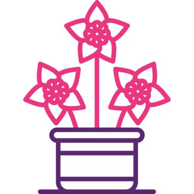 Çiçekli çömlek. Basit tasarım