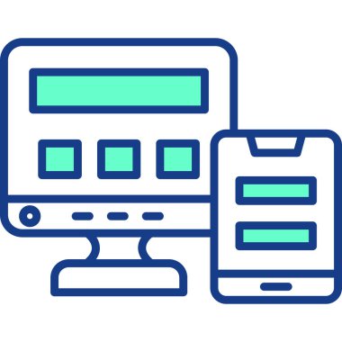Bilgisayar ekranı simgesi ile doldurulmuş - ana hatlar biçimi