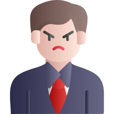 Kızgın iş adamı. Üzgün bir ifadeyle kızgın bir patron. vektör illüstrasyonu.