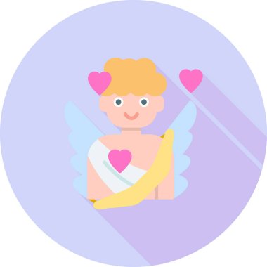 Melek Sevgililer Günü ikonu, vektör illüstrasyonu