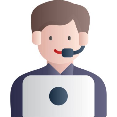 Kulaklık vektör illüstrasyon tasarımlı çağrı merkezi adamı