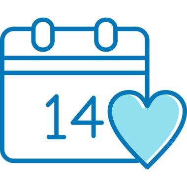 takvim tarih simgesi olan kalp, sevgililer günü aşk günü, romantik randevu ve takvim işareti. Renkli vektör illüstrasyonu, düz biçim simgesi, dış hat arkaplanı