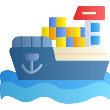 Kutu simgesi olan gemi, düz stil