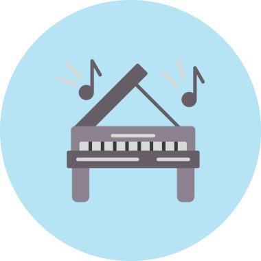 piyano düz simgesi, vektör illüstrasyonu, müzik enstrümanı
