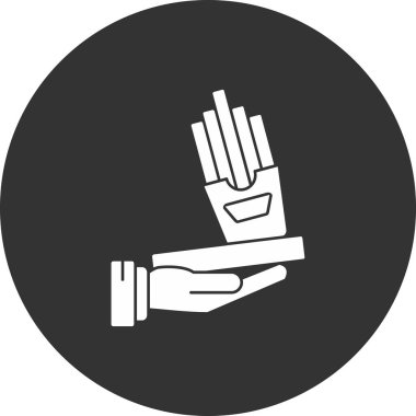 Siyah bir simgeyi tutan bir elin vektör çizimi