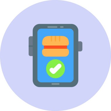 Hamburger mobil yiyecek simgesi düz stil