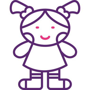 kız ikon vektör illüstrasyonu