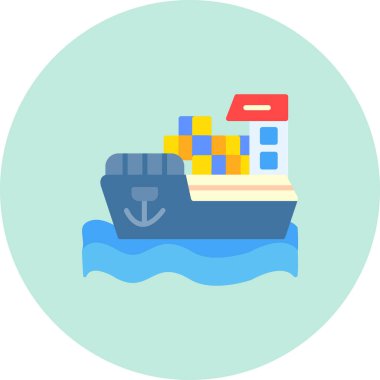 Gemi Düz Vektör Simgesi