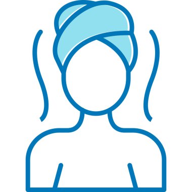 Mavi saçlı kadın, illüstrasyon, vektör, beyaz arka planda..