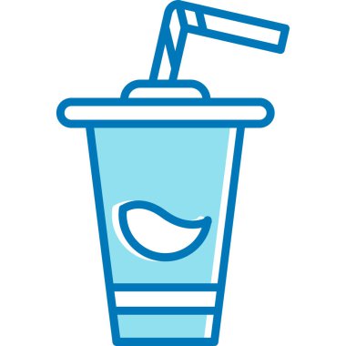 Bir bardak su ve mavi pipetin vektör çizimi