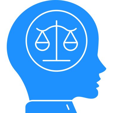 Adalet simgesi vektör illüstrasyonuna sahip baş