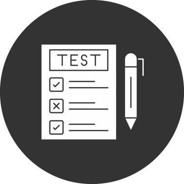 Test ve kalem simgesinin vektör illüstrasyonu. Test testi seti