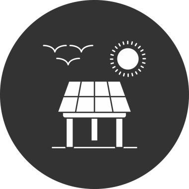 Güneş paneli simgesi. Web için güneş sistemi vektör simgelerinin siyah çizimi