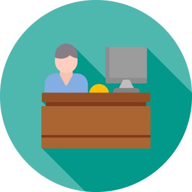 düz tasarım ofis masası ve sandalye ikonu vektör çizimi