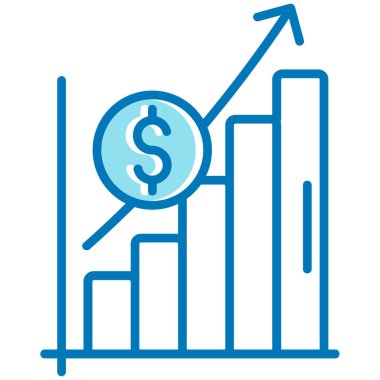 Dolar büyüme grafiği, dolar sembolü simgesi ile ince çizgi biçiminde