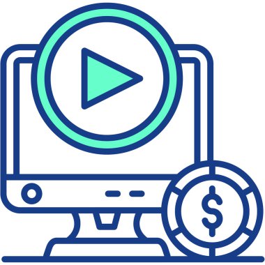 Para ikonlu bilgisayar. Taslak çizimi. çevrimiçi finans vektör rengi