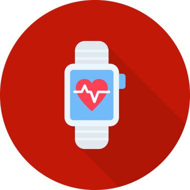 kalp saati düz simgesi, vektör, illüstrasyon