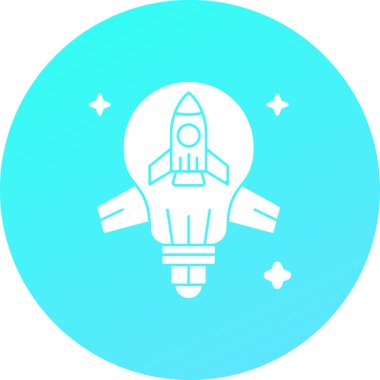 çizgi uzay gemisi simgesi beyaz arkaplanda izole edildi. Roket, roket, roket ya da fırlatma, uçak konsepti. Renkli taslak konsepti. vektör.