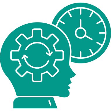 Zaman yönetimi simgesine sahip beyin dişlileri - ana hatları biçiminde