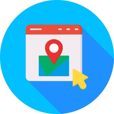 Düz dizaynlı navigasyon konum haritası simgesi