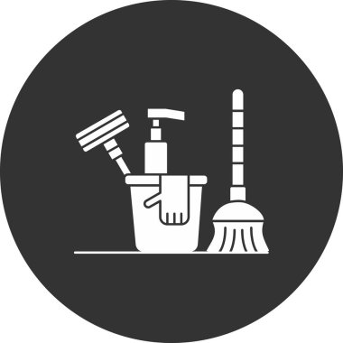 Temizlik ve ev ikonunun vektör çizimi. Ağ için temizlik ve ev idaresi sembolü.