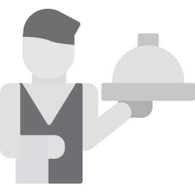 Garson yemek ikonu servis ediyor.