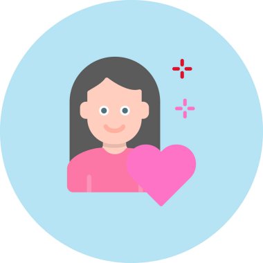 Kalp ve konuşma kabarcığı çizimi olan kadın