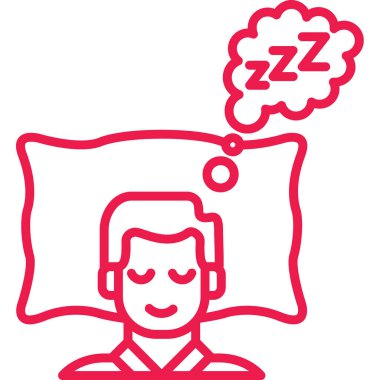 Uyuyan Adam ikon vektörü. Taslak adam uykusunda. renk kontur sembolü