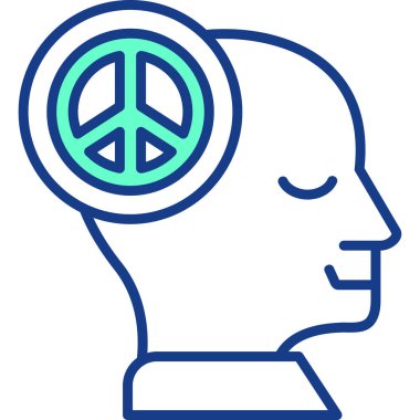 barış rengi ikonlu baş. Barış sembolü. izole vektör illüstrasyonu