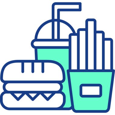 yemek burgeri ikonu doldurulmuş - taslak biçiminde