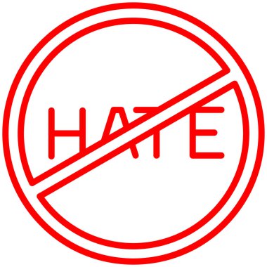 Beyaz arkaplan üzerindeki kırmızı damgadan nefret et